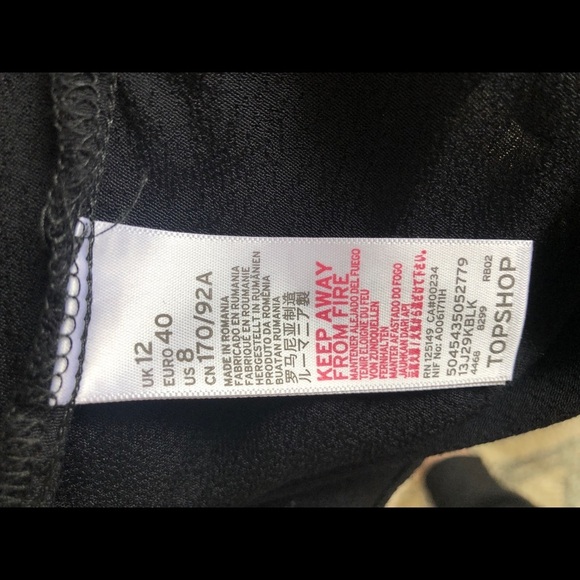 Topshop V-neck Black Blouse Top long sleeve open slit down arm size 8 - Picture 8 of 9